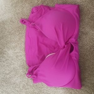 Bright Pink underwire swim tankini